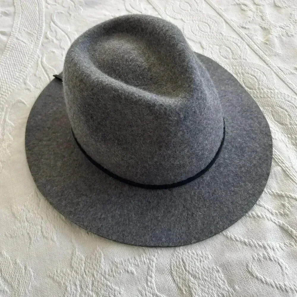 Brixton Wesley Fedora Hat Size Small 7 Gray Wool & Leather Timeless Classic